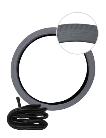 Llanta Inflable 22X1.75 Coraza y Neumático BIG MOTION  Llanta inflable 22X1.75 para silla de ruedas eléctrica.